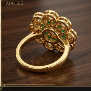 925 Silver Emerald Kundan Floral <b>Ring</b> <b>Gold</b> Adjustable Statement Jewelry for Women Party Wear Fashion Women Wedding Jewelry - Product Image 3