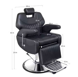 Sillón de Barbería Hidráulico Clásico Moderno, Sillón de Peluquería Reclinable de Lujo en Negro para Hombres, Muebles de Salón al por Mayor - Product Image 6