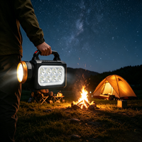 Lampe de poche multifonctionnelle portable, banque d'alimentation solaire extérieure transfrontalière, lampe torche puissante, lampe de travail COB