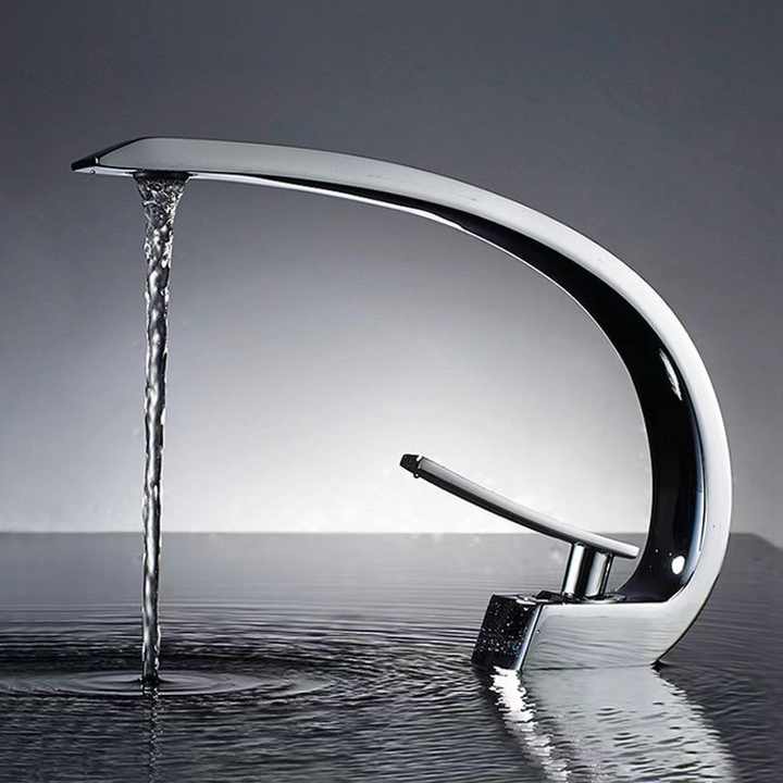 Modern SingleHandle Brass Basin Mixer Tap Hot Sale Curved Shape Wash
