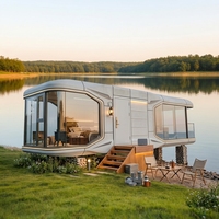 Capsule spatiale de luxe moderne préfabriquée avec fenêtre panoramique pour villégiature en bord de mer ou en montagne