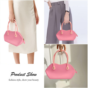 Wholesale Sweet Macaron Color Soft Silicone <b>Top</b> Handle Bag Ladies Casual Zipper Purse for Valentine's Gift & Party - Product Image 6