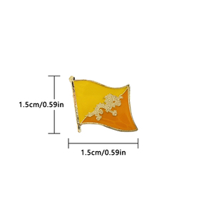 Pin de Solapa con la Bandera Nacional del Reino de Bután, Broche de Metal Esmaltado con Resina Epoxi y Cristal, Souvenir, Regalo Personalizado - Product Image 3