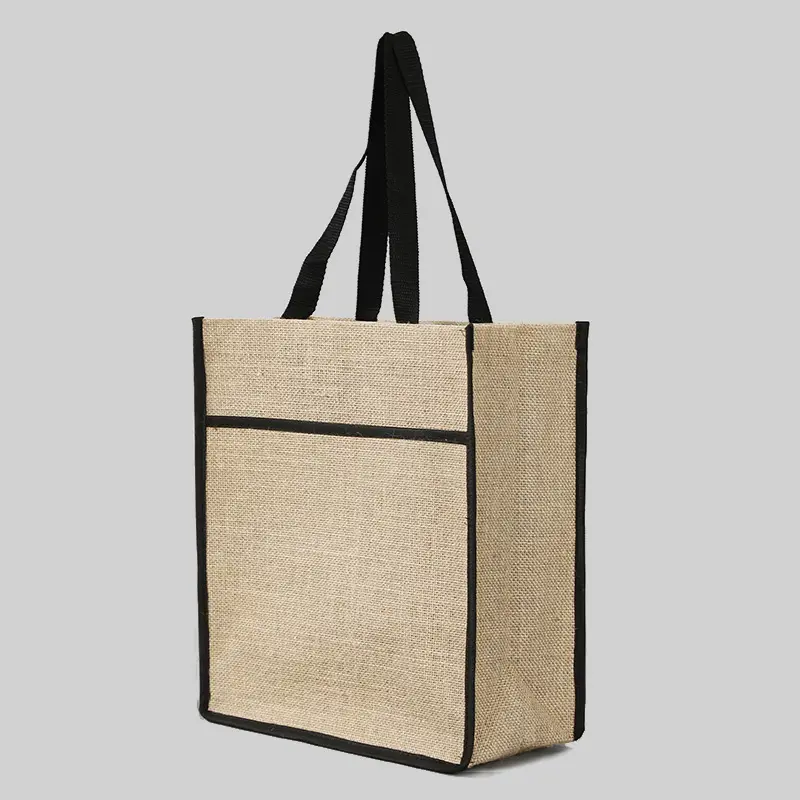 Custom Burlap Grocery Bags Gift Packaging Reusable Cotton Jute Portable Burlap Shopping Bags