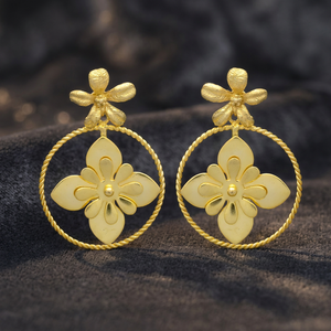 Nouvelle Arrivée Bijoux Jaipur Gems Boucles d'oreilles pendantes en laiton plaqué or, faites à la main, avec pierres précieuses, pour Fiançailles et Fêtes - Product Image 2