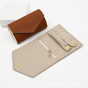 Custom Creative Portable PU <b>Small</b> Roll Organizer Individual Storage Gift Box for Earrings Necklaces Snap Jewelry <b>Container</b> - Product Image 2