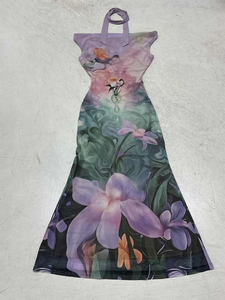 Vestido Maxi Elegante y Clásico para Mujer, con Estampado Floral Vintage, de Chifón, con Cuello en V, Tirantes Finos, Sin Mangas, para Verano - Product Image 2