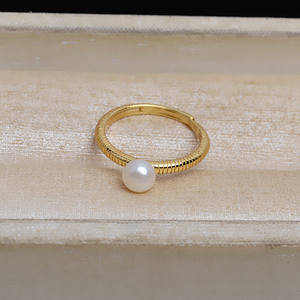 Bague ajustable en argent S925, design ouvert simple avec 6-8 perles, support d'accessoires, composants et trouvailles de bijoux - 5249 - Product Image 4