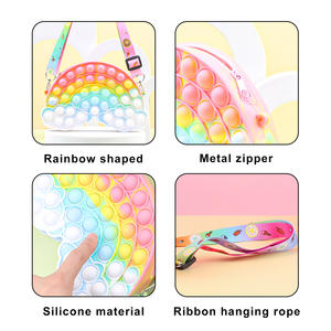 Portefeuille de monnaie pour enfants en silicone arc-en-ciel, jouet sensoriel anti-stress, fermeture éclair étanche, cadeaux en gros - Product Image 3