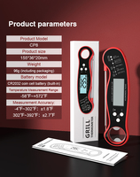 Termometer Makanan Digital Logam Cepat & Presisi dengan Probe Lipat Tahan Air IPX6 untuk Memanggang, Memasak di Dapur & Berkemah di Luar Ruangan