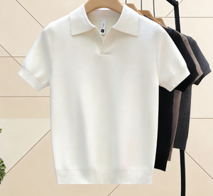 Camiseta de punto de manga corta para hombre, nueva colección de verano, con cuello tipo tijera, de lyocell, fresca y resistente a las arrugas - Product Image 5