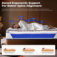 Matelas hybride COSTFULL de 10 pouces, fermeté moyenne, design moderne, utilisation pour lit d'école, soutien zoné multicouche, soutien lombaire supplémentaire, durable
