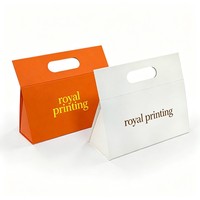 Sac en papier cadeau avec poignée magnétique orange, logo personnalisé, sac de transport en papier artistique pour l'emballage de détail