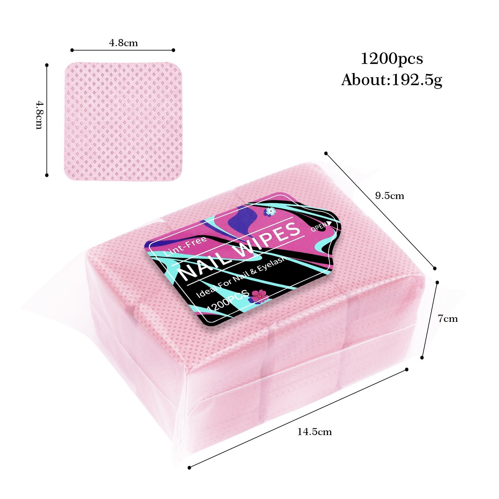 1200 lingettes roses pour démaquillage des ongles