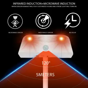 IP65 suara dan Alarm cahaya dengan Microwave dan Sensor inframerah audio & Alarm visual dengan sirene dan lampu strobo untuk luar ruangan