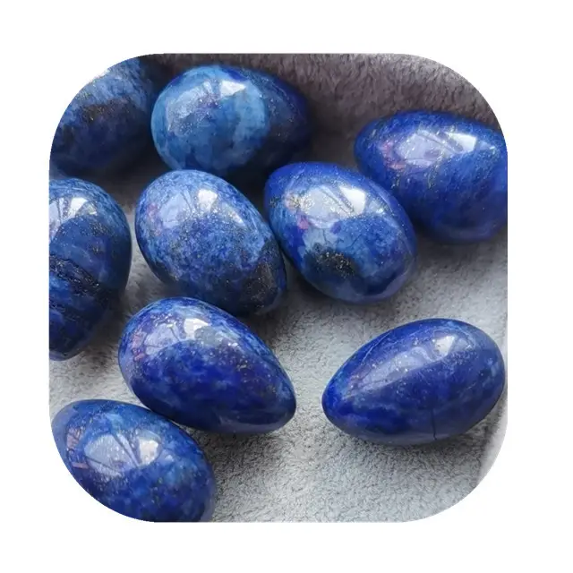 Gema de masaje de carvings de cristal, 30mm, azul natural, lapislázuli, yoni, huevos, novedad