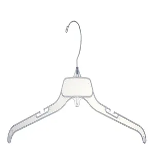 Crochet métallique transparent pour hommes, cintre antidérapant en plastique avec logo, sur chemise et présentoir pour vêtements, 1 pièce