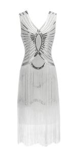 Ecoparty <span class=keywords><strong>taglie</strong></span> <span class=keywords><strong>forti</strong></span> 3XL abito Flapper da <span class=keywords><strong>donna</strong></span> 1920 anni Vintage con paillettes stile Deco con frange - Product Image 4