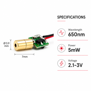 全新中纳工业650nm 5mW红点垂直水平激光模块定位对准头电路板2.1-3V - Product Image 2