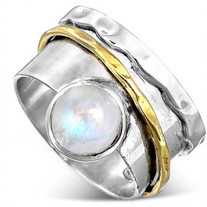 Rainbow Moonstone Meditation <b>Spinner</b> 925 Sterling <b>Silver</b> Handmade Jewelry IGI Certified Paraiso Classic Weddings Parties Gift - Product Image 3