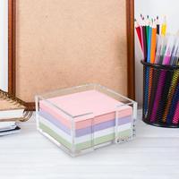Support de notes autocollantes en acrylique avec logo personnalisé, plateau transparent pour bloc-notes, distributeur de notes en acrylique, organisateur de papeterie de bureau