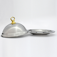 Plateau de service de luxe en acier inoxydable avec couvercle en dôme, plat à nourriture avec couvercle, plat de service avec couvercle