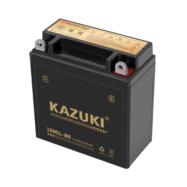 12N5-BS KAZUKI 12V5 High Pure Lead Motorcycle Battery SMF/MF/AGM/GEL 5AH/7AH/9AH/4AH 12 Months Warranty