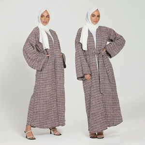Custom Muslim <strong>Women</strong> <strong>Winter</strong> <strong>Coat</strong> Abaya High Quality <strong>Warm</strong> Tweed Open Jacket Abaya - Product Image 6