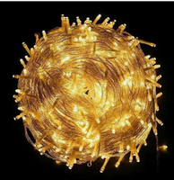 Guirlande lumineuse connectable à 100 LED, 33 pieds, blanc chaud, étanche, lumières scintillantes, fil transparent, branchement facile, pour décoration de Noël en extérieur