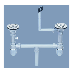 Bồn rửa nhà bếp bát đôi ống P bẫy lưu vực chất thải bẫy chai bẫy cho bồn rửa chén 1 1/2 "(40) vuông tràn chất thải - Product Image 4