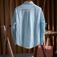 Kemeja Linen Pria OEM/ODM Musim Semi/Panas Warna Solid, Bernapas, Berkerah Kancing Depan, Longgar, Lengan Panjang, Lembut & Nyaman