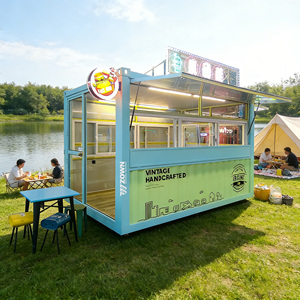 ZOWN Remorque alimentaire mobile vintage artisanale, chariot de restauration rapide, unité de cuisine de rue extérieure avec enseigne LED et fenêtre de service - Product Image 1
