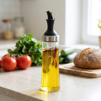 Distributeur d'huile et de vinaigre en silicone à ouverture unique, commandé d'un seul doigt, anti-goutte, bouteille Purist facile à utiliser