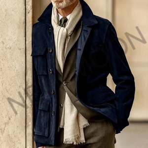 Nouvelle Veste Coupe-Vent Rétro Homme Personnalisée Style Urbain Rétro à Boutonnage Simple avec Design Bicolore pour l'Hiver et l'Extérieur - Product Image 2