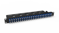 Panel Adaptor Fiber FHU PP0001 1U 19'' 48 Port 96 Fiber OS2 Single Mode, 48 X LC UPC Duplex (Biru), Selubung Keramik