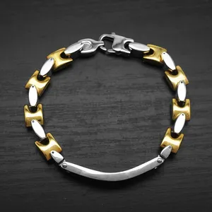 Transfronterizo personalidad europea y americana Punk Gold TIDE pulsera de acero de titanio para hombres joyería Coreana de acero inoxidable - Product Image 2