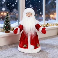 Poupées en peluche de 30 cm en gros, en robes rouges et blanches avec des visages souriants, pour l'affichage lors des fêtes du Nouvel An russe