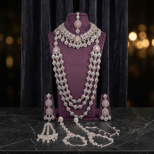Elegant High Quality <b>SILVER</b> Plated Bridal Engagement Wedding Anniversary Party Gift Ethnic Fashion Rhodium Plated Jewelry Set - Product Image 2