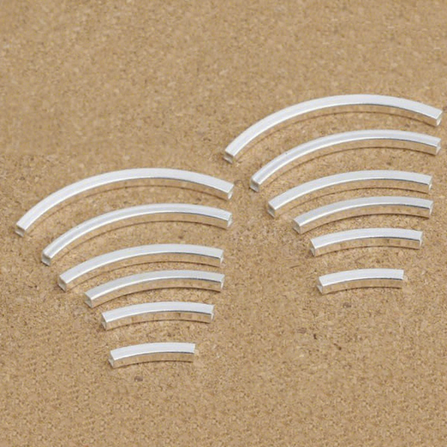 925 Sterling Silver Findings for Jewelry Making Curved Tube Beads Different Size for Choice  942678