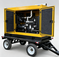 Groupe électrogène diesel silencieux de type remorque 50kW-400kW, station d'alimentation mobile avec châssis sur roues pour alimentation de secours sur chantier