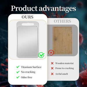 Ensemble de 4 planches à découper en titane de qualité alimentaire pour cuisine, avec rainure pour jus, tapis antidérapant, chiffon de nettoyage, épaisseur 0,08 po, planche à découper pour viande - Product Image 2