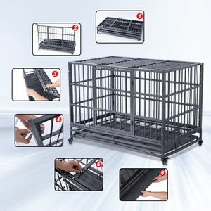 Factory Directly Sale Cheapest Price Dog Cages Metal Kennels Large Dog <b>Crates</b> Stainless Steel Materials with Wheel - Product Image 1