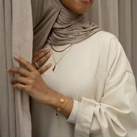 Collares de Joyería de Moda con Colgante de Acero Inoxidable en Forma de Trébol con Inscripciones en Árabe de Islam, Alá, Gratitud y Confianza en Dios para Mujer al Por Mayor