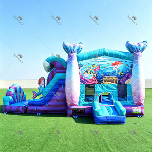 Château gonflable commercial en PVC 0,55 mm, combo gonflable sirène avec toboggan, château gonflable personnalisé pour location événementielle extérieure - Product Image 5