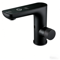 Robinet de salle de bain à capteur en or brossé avec affichage LED, robinet de lavabo intelligent tactile, robinet automatique