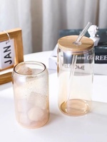 Bouteille en verre de cola de 16oz personnalisée et créative nordique pour lait, jus de fruits, bière et boisson en forme de boîte personnalisée, tasse en verre