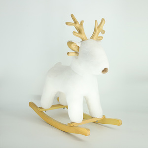 Cavalo de Balanço Infantil em Madeira Sólida e Pelúcia, Brinquedo de Madeira para Jardim de Infância - Product Image 6