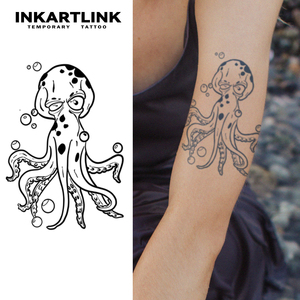 Autocollant de tatouage semi-permanent réaliste en forme de pieuvre de dessin animé, longue durée 15 jours, pour hommes et femmes, art corporel pour bras, vente en gros - Product Image 1