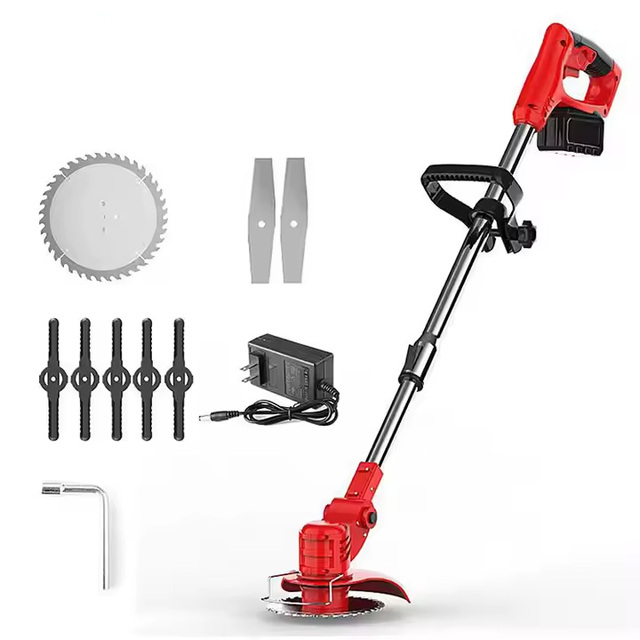 12000RPM Electric Folding Lawn Mower Cordless Grass Trimmer Adjustable Handheld DIY