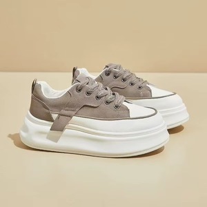 Color Blocked Thick Soled Sponge Shoes <b>Height</b> <b>Increasing</b> Casual Board Shoes Retro Canvas Patchwork Women's Shoes - Product Image 2